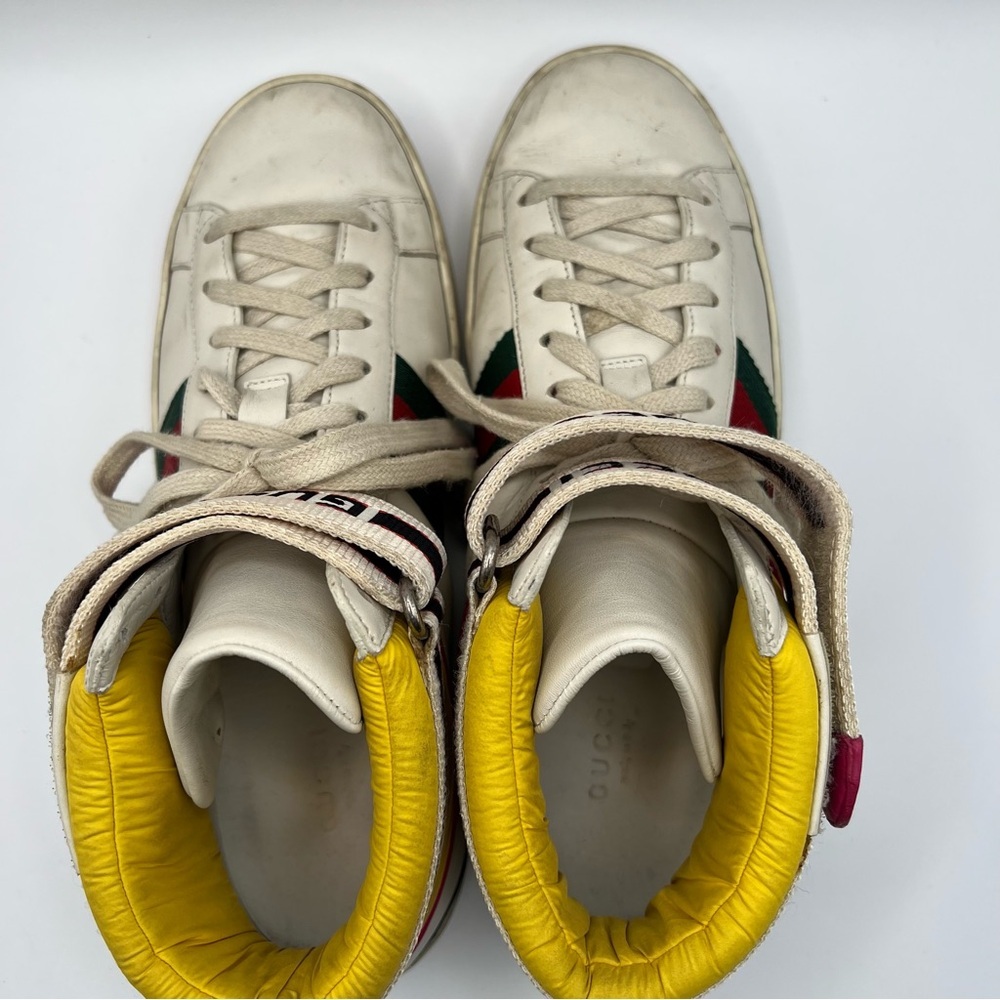 Gucci Signature Web Stripe Ace High Top Sneakers - Picture 7 of 9